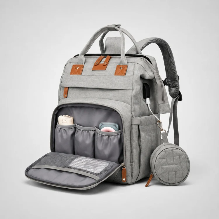 Sac Berceau Seawaves avec ses poches ouvertes