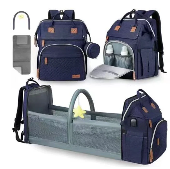 Sac Berceau Seawaves coloris Minuit, en sac à dos et en lit